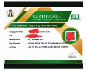 Tax Identification Number (TIN) & Certificate: Link to Register Online